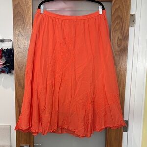Metro Wear Embroidered Orange A-Line Skirt